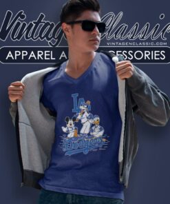 Los Angeles Dodgers Mickey Mouse Donald Duck Goofy V Neck TShirt