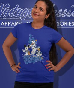Los Angeles Dodgers Mickey Mouse Donald Duck Goofy Women T Shirt