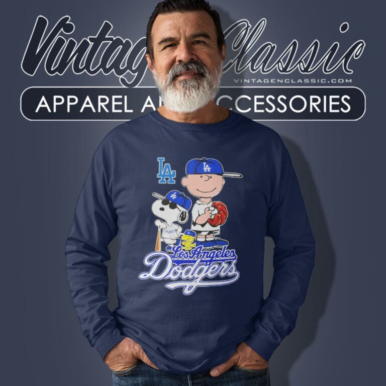 Los Angeles Dodgers Snoopy Charlie Brown Woodstock Long Sleeve Tee Los Angeles Dodgers Snoopy Charlie Brown Woodstock Long Sleeve Tee