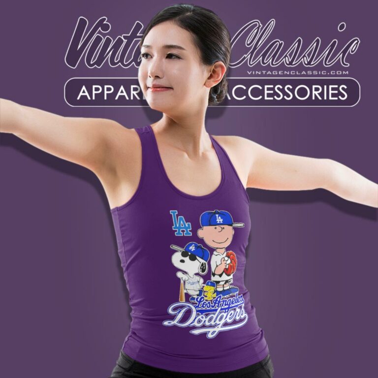 Los Angeles Dodgers Snoopy Charlie Brown Woodstock Tank Top Racerback Los Angeles Dodgers Snoopy Charlie Brown Woodstock Tank Top Racerback