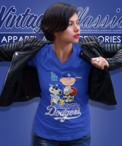 Los Angeles Dodgers Snoopy Charlie Brown Woodstock V Neck TShirt