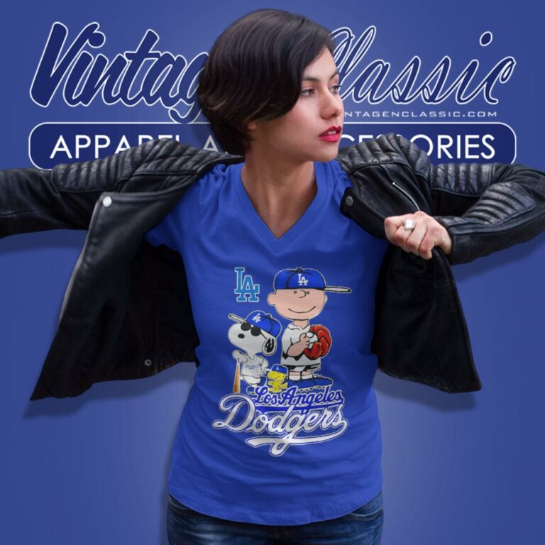 Los Angeles Dodgers Snoopy Charlie Brown Woodstock V Neck TShirt Los Angeles Dodgers Snoopy Charlie Brown Woodstock V Neck TShirt