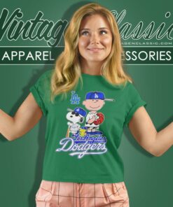 Los Angeles Dodgers Snoopy Charlie Brown Woodstock Women T Shirt