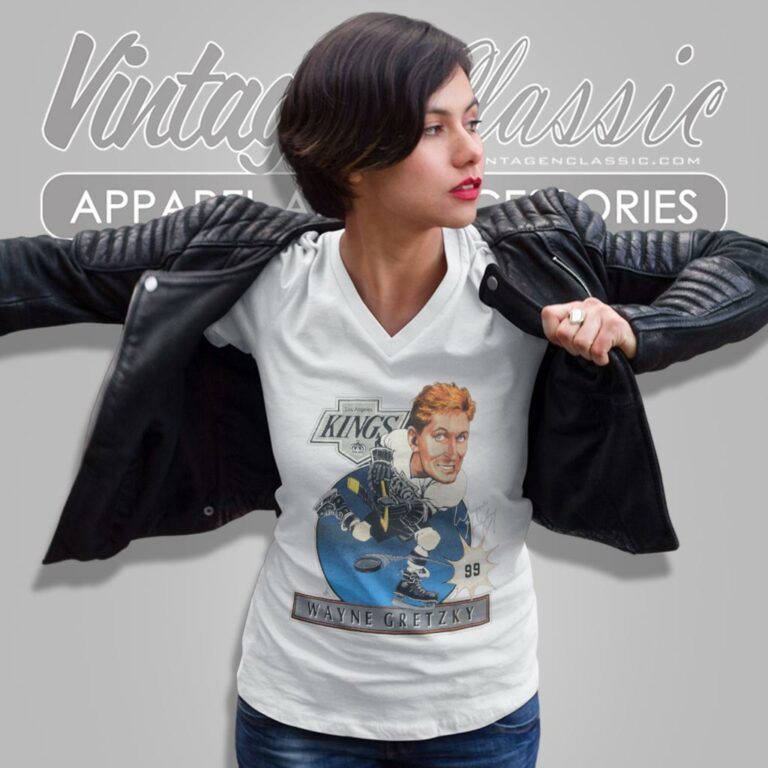 Los Angeles Kings 99 Wayne Gretzky Caricature V Neck TShirt Los Angeles Kings 99 Wayne Gretzky Caricature V Neck TShirt