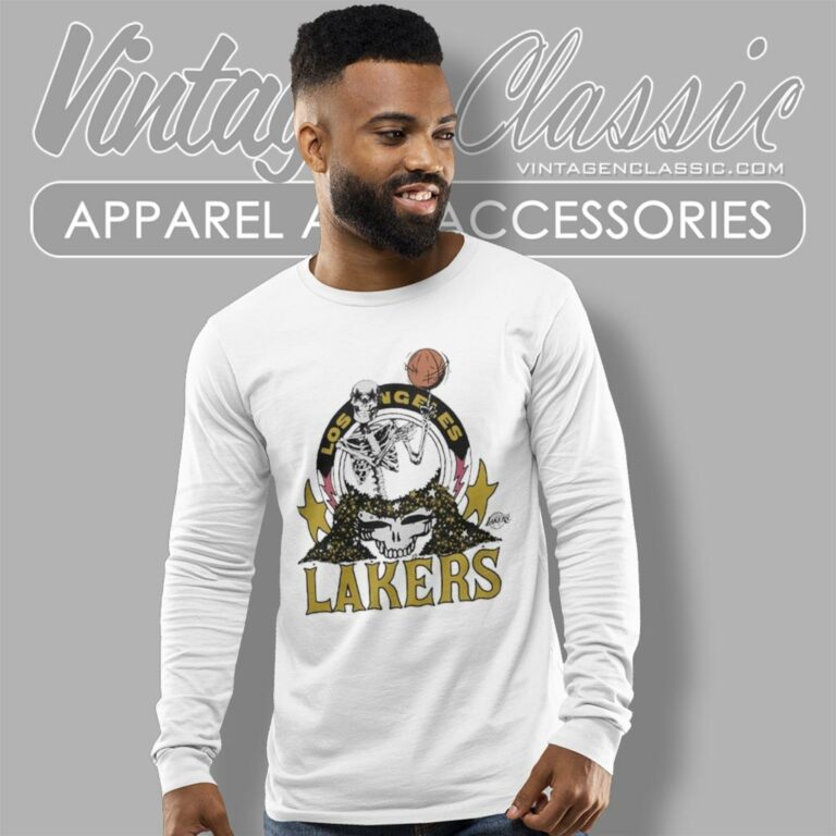 Los Angeles Lakers Grateful Dead Skull Long Sleeve Tee Los Angeles Lakers Grateful Dead Skull Long Sleeve Tee