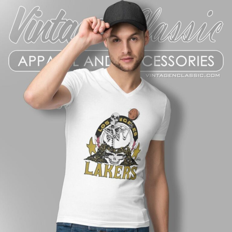 Los Angeles Lakers Grateful Dead Skull V Neck TShirt Los Angeles Lakers Grateful Dead Skull V Neck TShirt