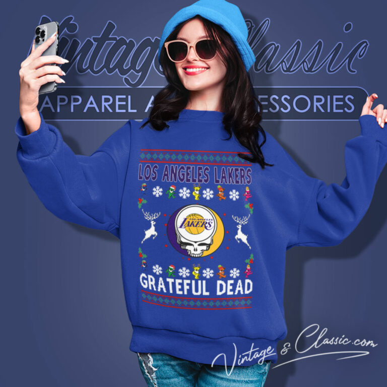 Los Angeles Lakers Grateful Dead Ugly Christmas Sweatshirt Los Angeles Lakers Grateful Dead Ugly Christmas Sweatshirt