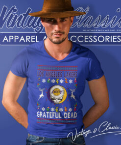 Los Angeles Lakers Grateful Dead Ugly Christmas V Neck TShirt