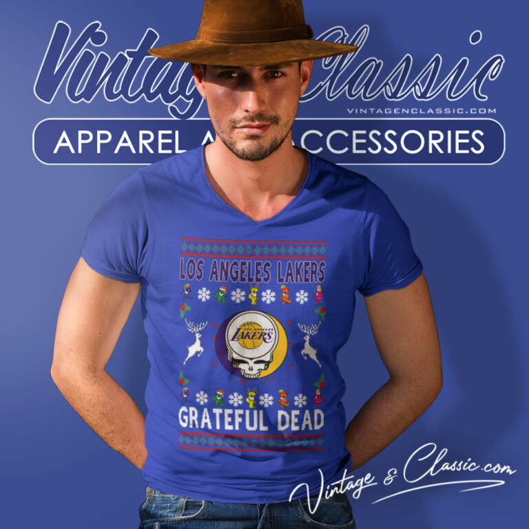 Los Angeles Lakers Grateful Dead Ugly Christmas V Neck TShirt Los Angeles Lakers Grateful Dead Ugly Christmas V Neck TShirt
