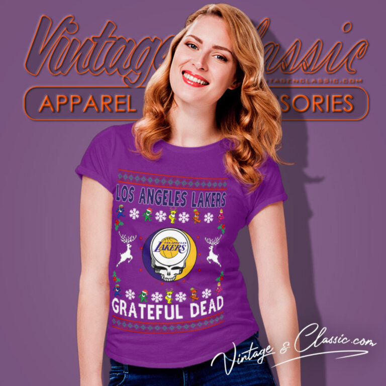 Los Angeles Lakers Grateful Dead Ugly Christmas Women T Shirt Los Angeles Lakers Grateful Dead Ugly Christmas Women T Shirt