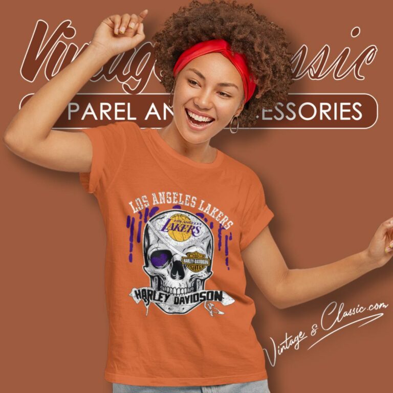 Los Angeles Lakers Harley Davidson Skull Women T Shirt 1 Los Angeles Lakers Harley Davidson Skull Women T Shirt 1