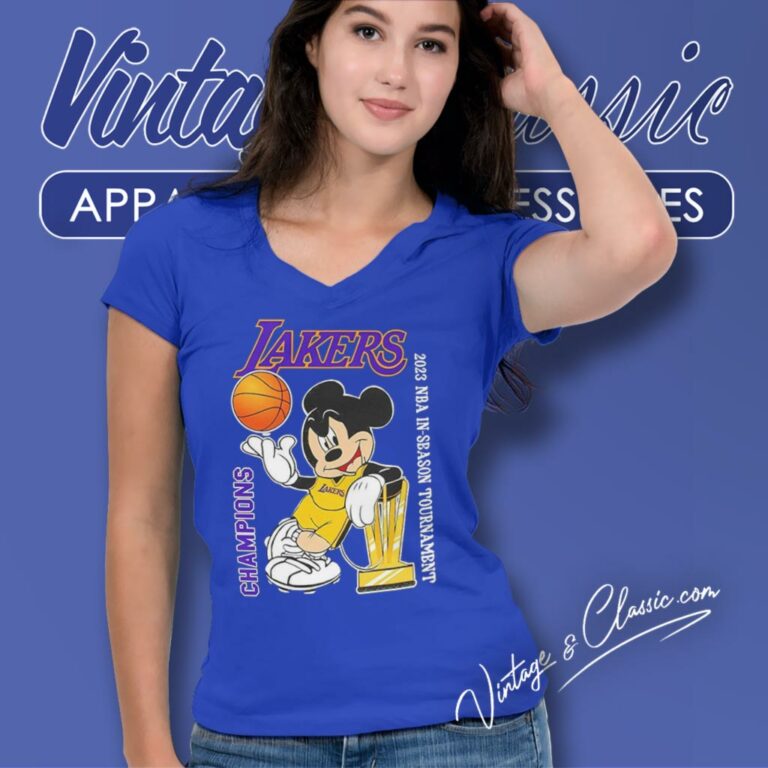 Los Angeles Lakers Mickey Mouse 2023 Nba In Season Tournament Champions V Neck TShirt Los Angeles Lakers Mickey Mouse 2023 Nba In Season Tournament Champions V Neck TShirt