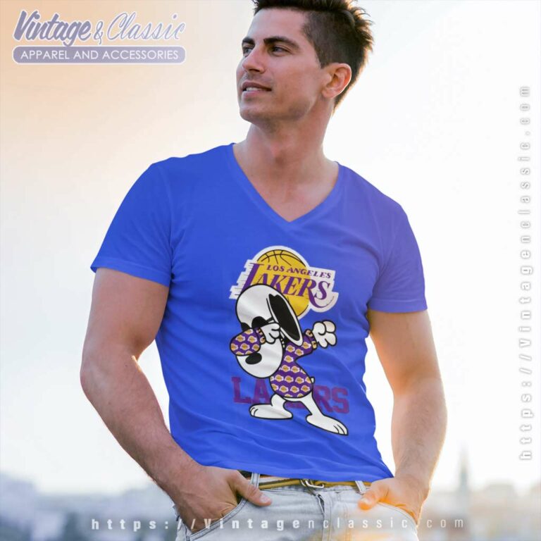Los Angeles Lakers Snoopy Dabbing V Neck TShirt Los Angeles Lakers Snoopy Dabbing V Neck TShirt