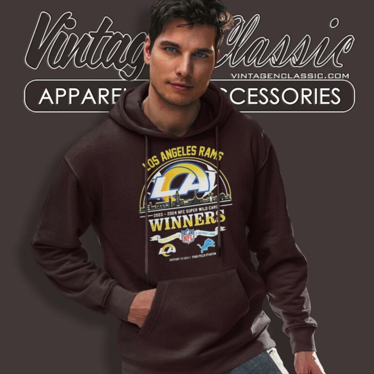 Los Angeles Rams 2023 2024 Nfc Super Wild Card Winners Skyline Nfl Playoffs Divisional Hoodie Los Angeles Rams 2023 2024 Nfc Super Wild Card Winners Skyline Nfl Playoffs Divisional Hoodie