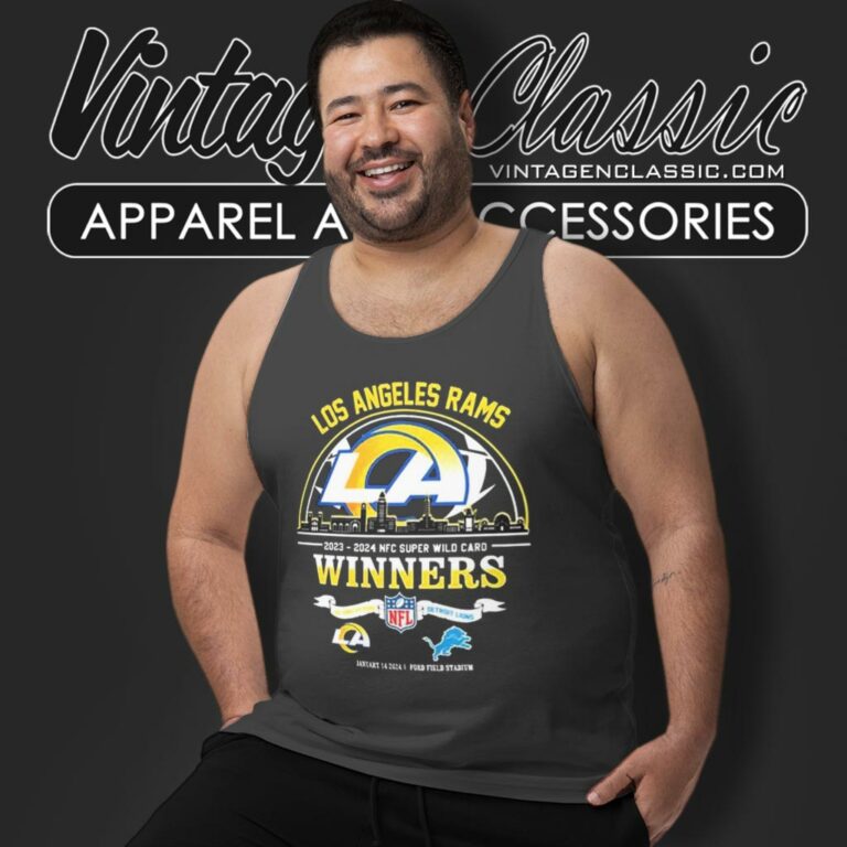 Los Angeles Rams 2023 2024 Nfc Super Wild Card Winners Skyline Nfl Playoffs Divisional Tank Top Racerback Los Angeles Rams 2023 2024 Nfc Super Wild Card Winners Skyline Nfl Playoffs Divisional Tank Top Racerback