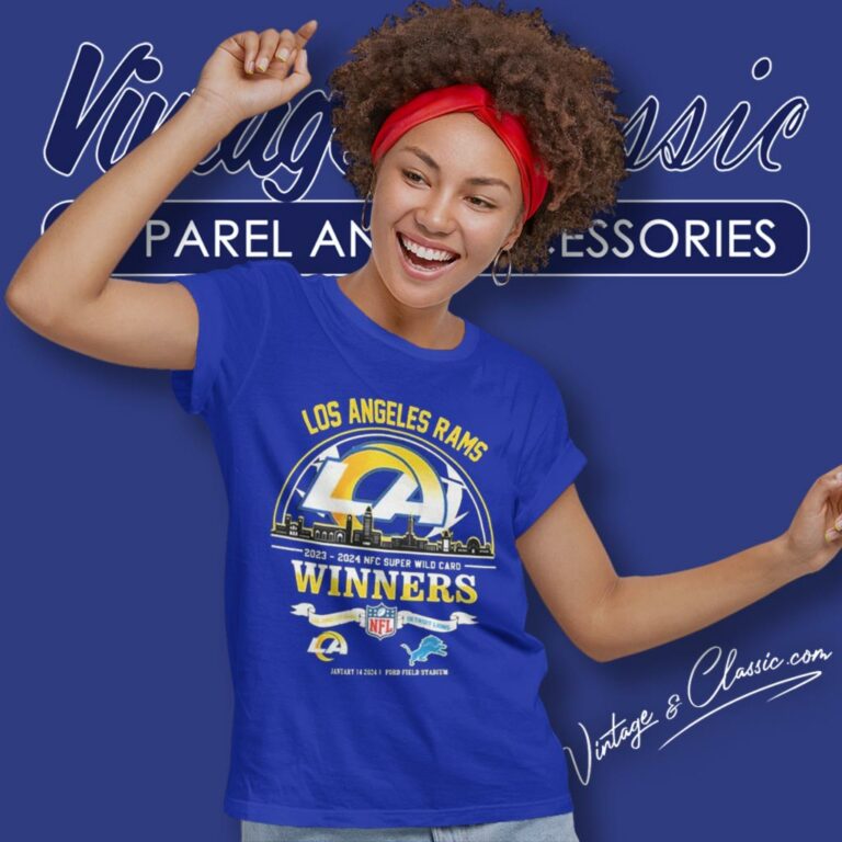 Los Angeles Rams 2023 2024 Nfc Super Wild Card Winners Skyline Nfl Playoffs Divisional Women T Shirt Los Angeles Rams 2023 2024 Nfc Super Wild Card Winners Skyline Nfl Playoffs Divisional Women T Shirt