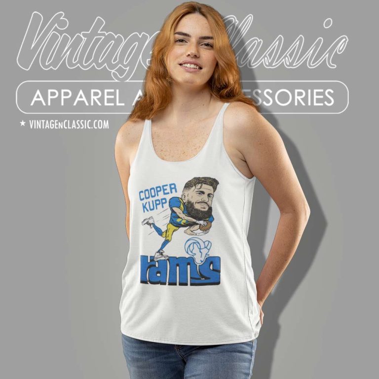Los Angeles Rams Cooper Kupp Caricature Tank Top Racerback Los Angeles Rams Cooper Kupp Caricature Tank Top Racerback