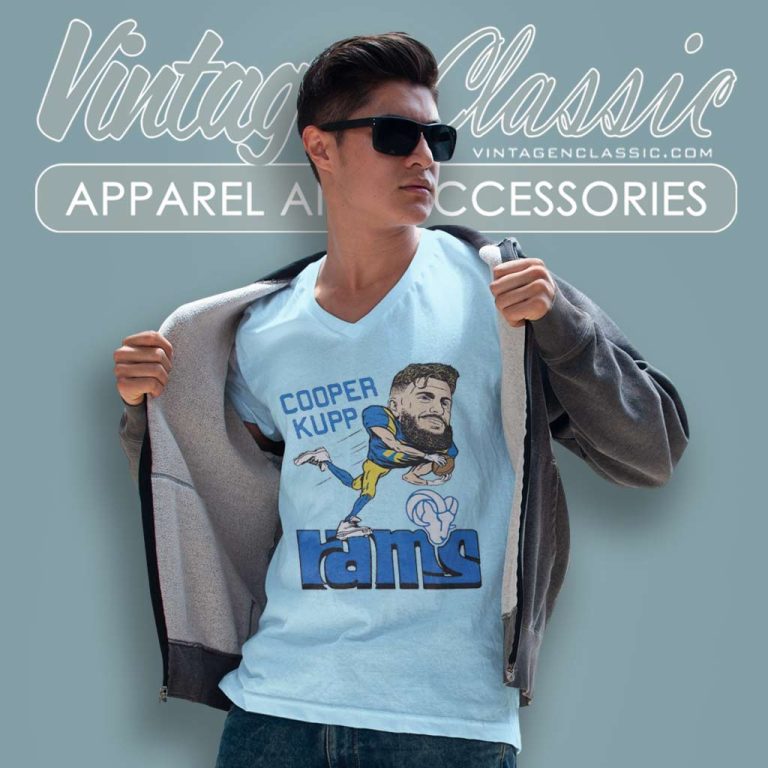 Los Angeles Rams Cooper Kupp Caricature V Neck TShirt Los Angeles Rams Cooper Kupp Caricature V Neck TShirt