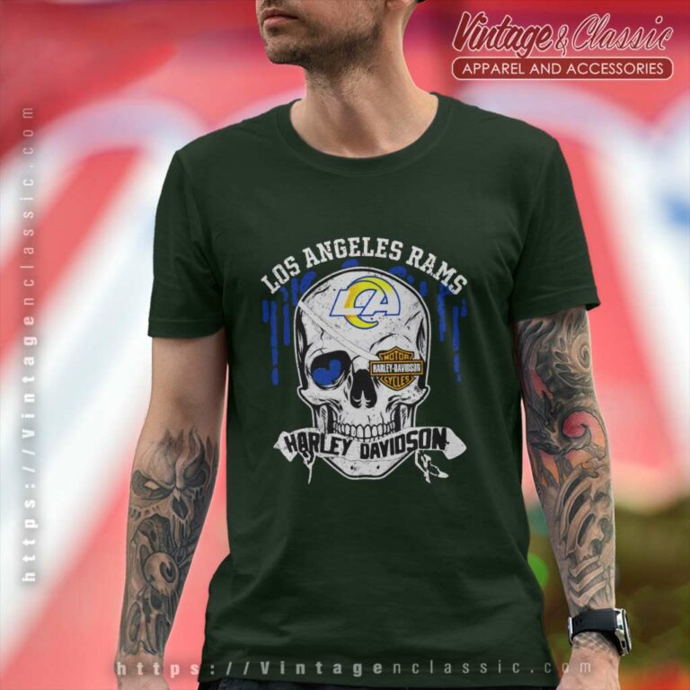 Los Angeles Rams Harley Davidson Skull T Shirt Los Angeles Rams Harley Davidson Skull T Shirt
