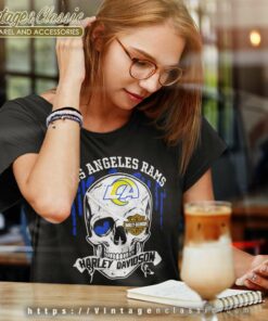 Los Angeles Rams Harley Davidson Skull Women TShirt
