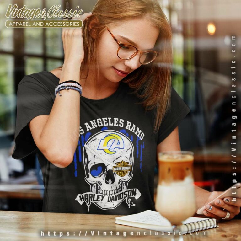 Los Angeles Rams Harley Davidson Skull Women TShirt Los Angeles Rams Harley Davidson Skull Women TShirt