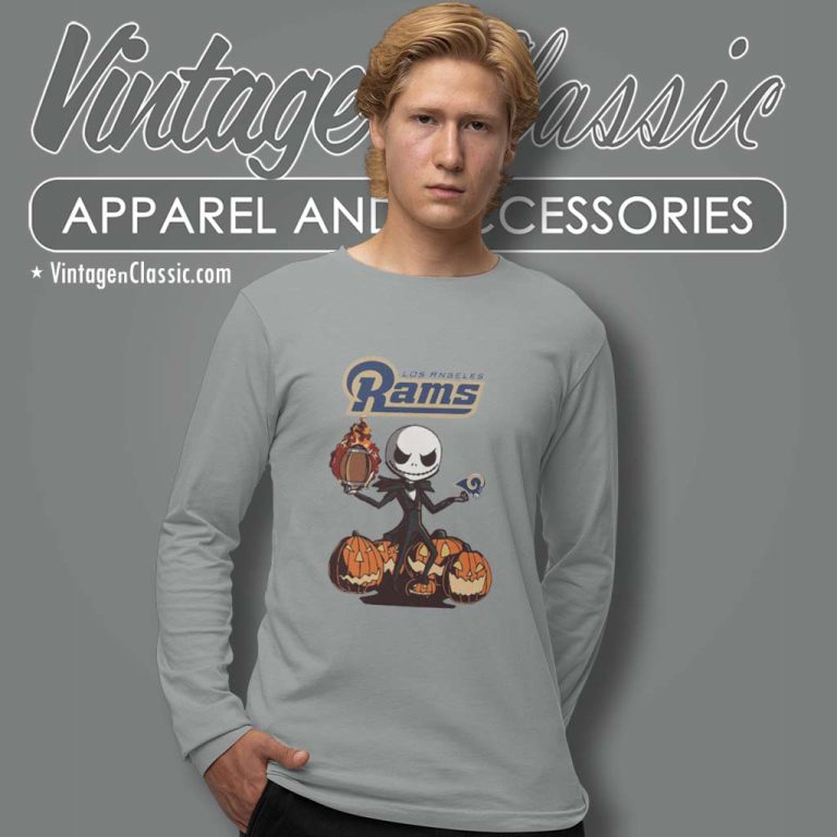 Los Angeles Rams Jack Skellington Halloween Long Sleeve Tee Los Angeles Rams Jack Skellington Halloween Long Sleeve Tee