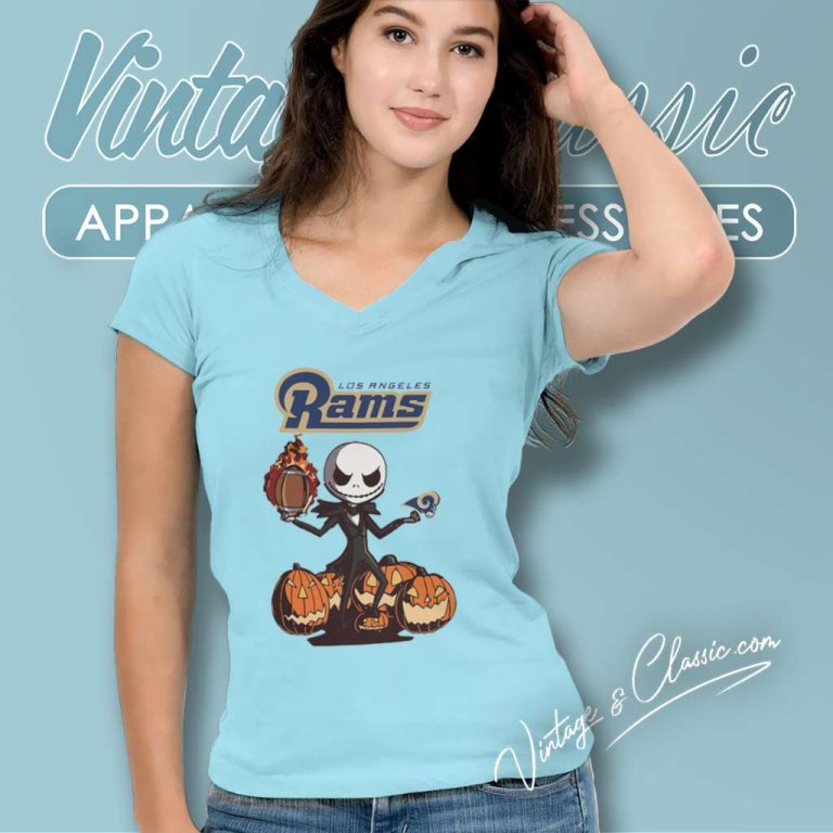 Los Angeles Rams Jack Skellington Halloween V Neck TShirt Los Angeles Rams Jack Skellington Halloween V Neck TShirt