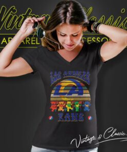Los Angeles Rams Nfl Grateful Dancing Bears Retro V Neck TShirt