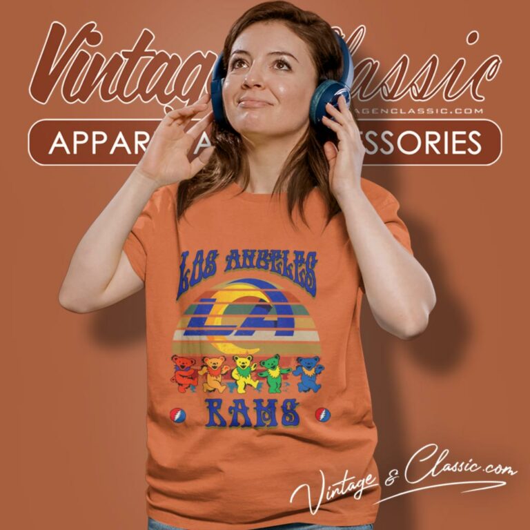 Los Angeles Rams Nfl Grateful Dancing Bears Retro Women T Shirt Los Angeles Rams Nfl Grateful Dancing Bears Retro Women T Shirt