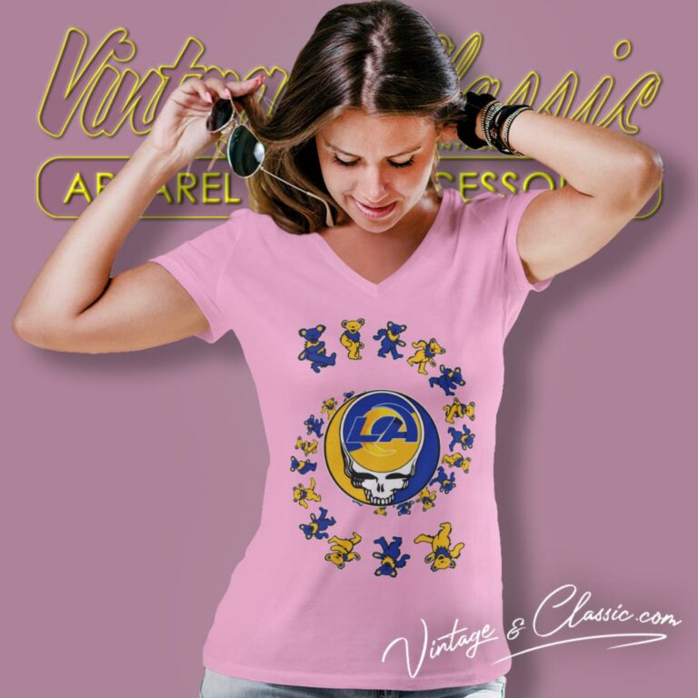 Los Angeles Rams Nfl Grateful Dancing Bears V Neck TShirt Los Angeles Rams Nfl Grateful Dancing Bears V Neck TShirt