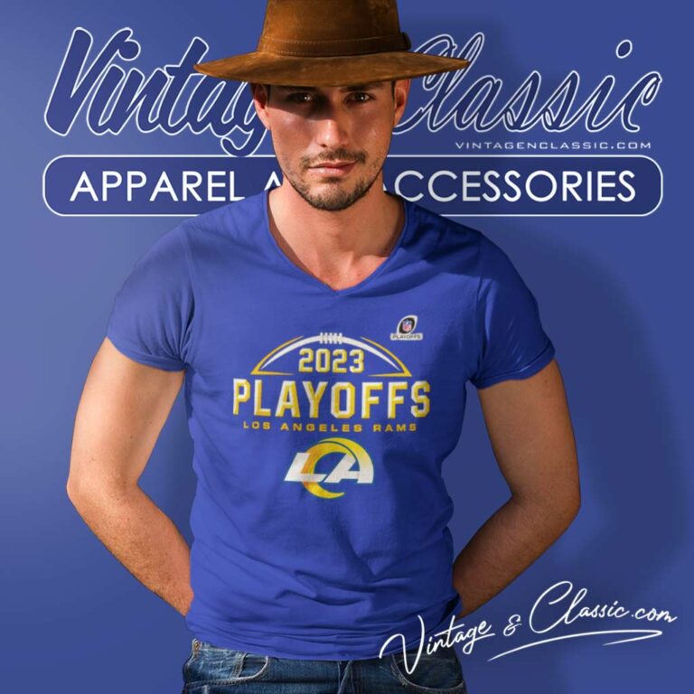 Los Angeles Rams Nfl Playoffs Logo 2023 2024 V Neck TShirt Los Angeles Rams Nfl Playoffs Logo 2023 2024 V Neck TShirt