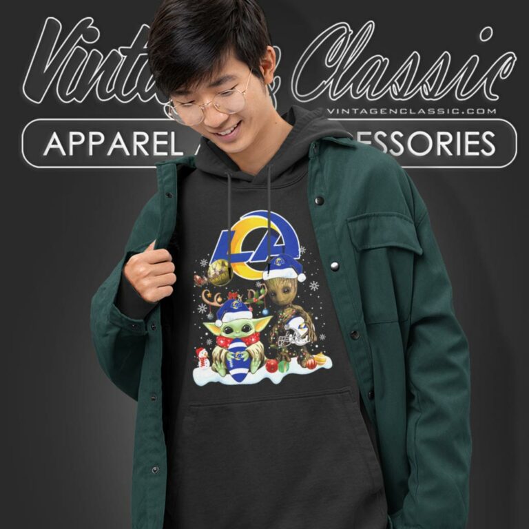 Los Angeles Rams Shirt Baby Yoda And Groot Santa Christmas Hoodie Los Angeles Rams Shirt Baby Yoda And Groot Santa Christmas Hoodie