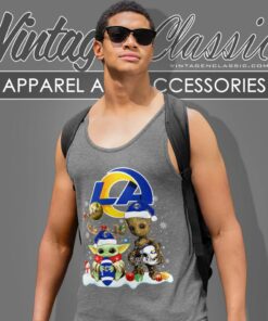 Los Angeles Rams Shirt Baby Yoda And Groot Santa Christmas Tank Top Racerback