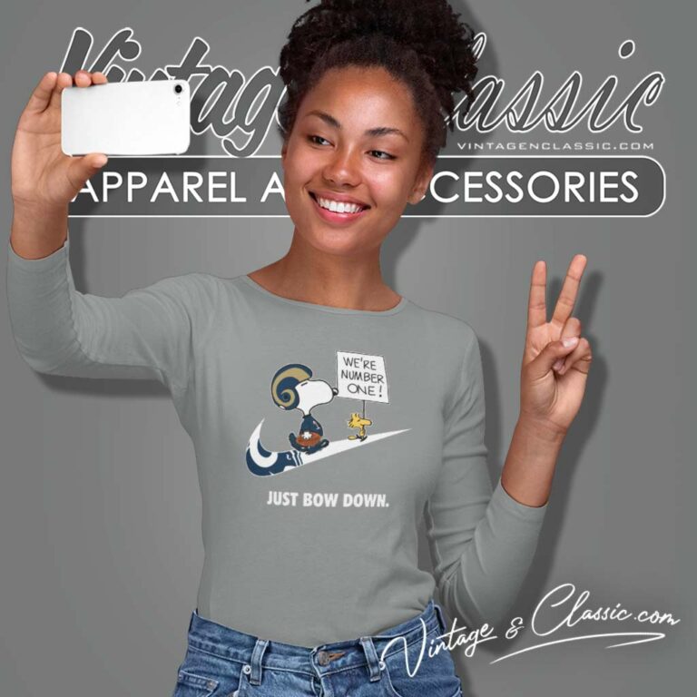 Los Angeles Rams Snoopy Are Number One Shirt Nike Just Bow Down Long Sleeve Tee Los Angeles Rams Snoopy Are Number One Shirt Nike Just Bow Down Long Sleeve Tee