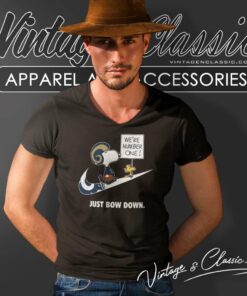Los Angeles Rams Snoopy Are Number One Shirt Nike Just Bow Down V Neck TShirt