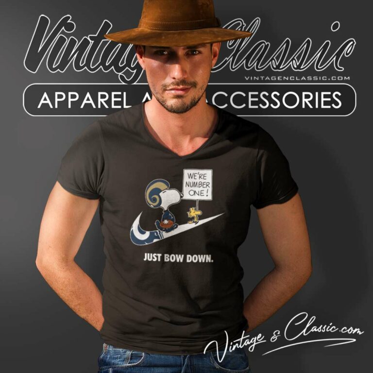 Los Angeles Rams Snoopy Are Number One Shirt Nike Just Bow Down V Neck TShirt Los Angeles Rams Snoopy Are Number One Shirt Nike Just Bow Down V Neck TShirt