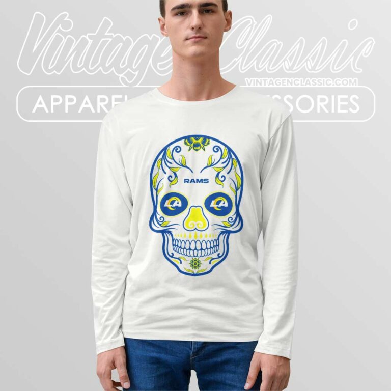 Los Angeles Rams Sugar Skull Sign Long Sleeve Tee Los Angeles Rams Sugar Skull Sign Long Sleeve Tee