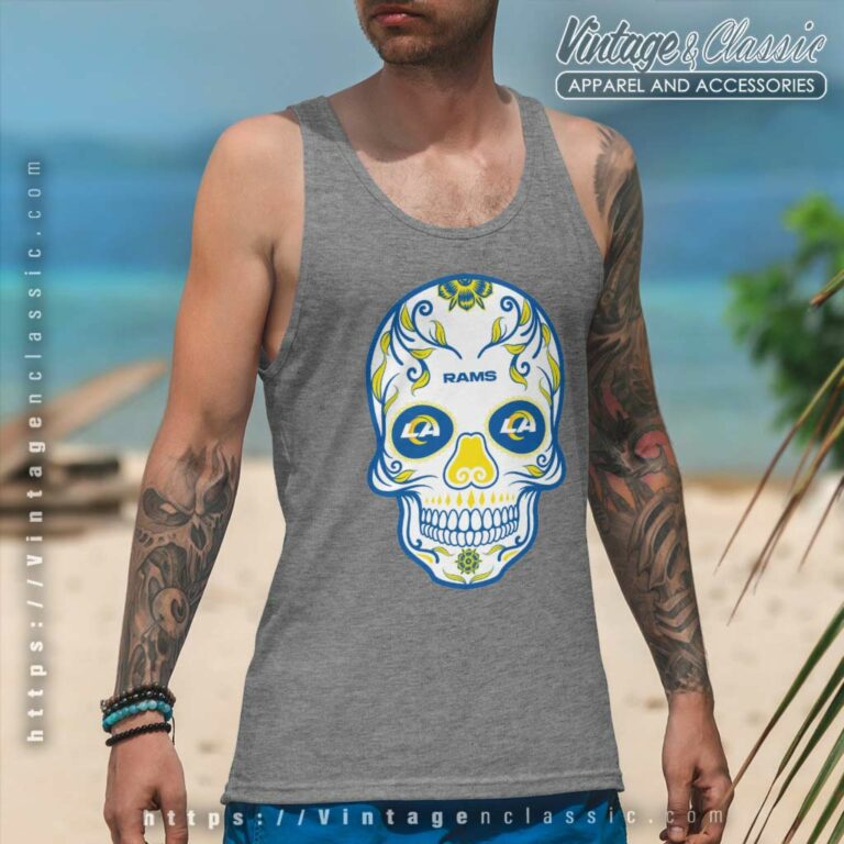 Los Angeles Rams Sugar Skull Sign Tank Top Racerback Los Angeles Rams Sugar Skull Sign Tank Top Racerback