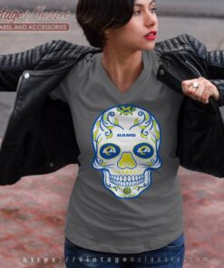 Los Angeles Rams Sugar Skull Sign V Neck TShirt