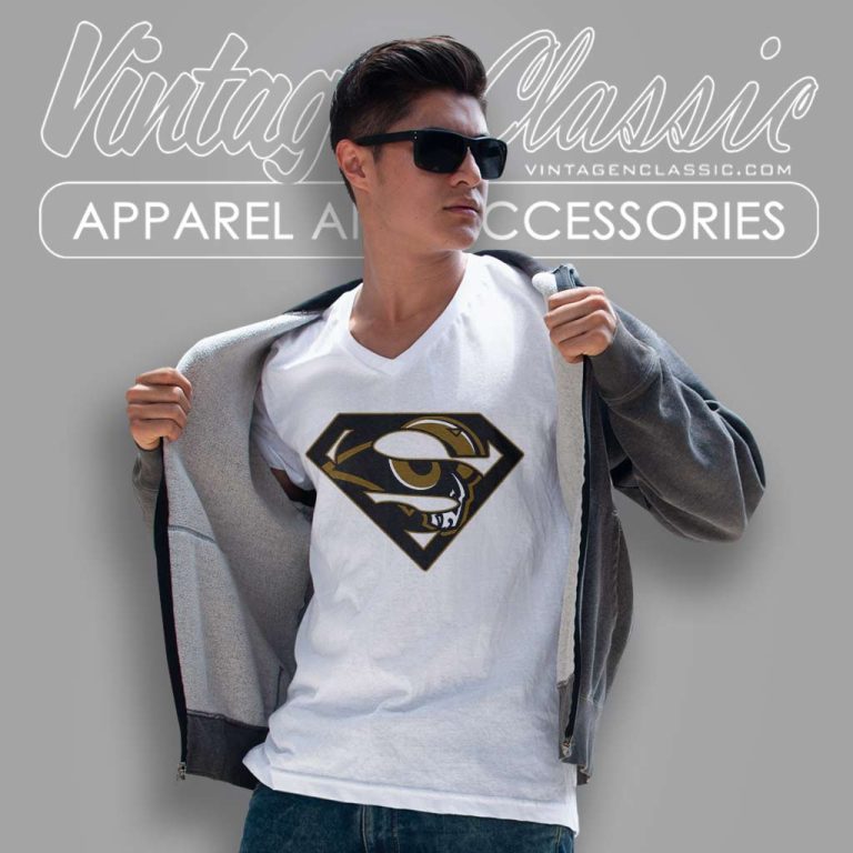 Los Angeles Rams Superman Logo V Neck TShirt Los Angeles Rams Superman Logo V Neck TShirt