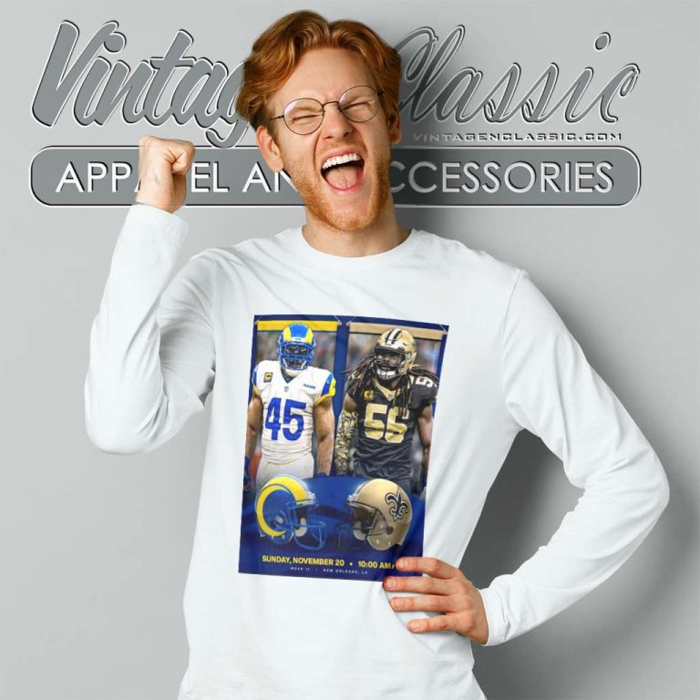 Los Angeles Rams Vs New Orleans Saints Nfl 2022 Gameday Matchup Long Sleeve Tee Los Angeles Rams Vs New Orleans Saints Nfl 2022 Gameday Matchup Long Sleeve Tee
