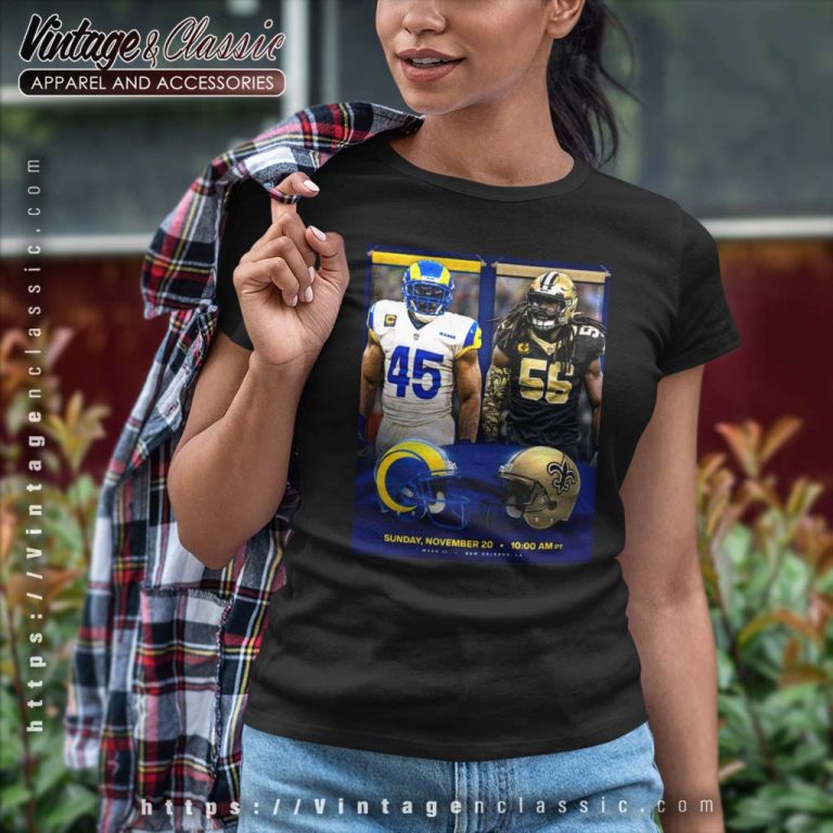 Los Angeles Rams Vs New Orleans Saints Nfl 2022 Gameday Matchup Women TShirt Los Angeles Rams Vs New Orleans Saints Nfl 2022 Gameday Matchup Women TShirt