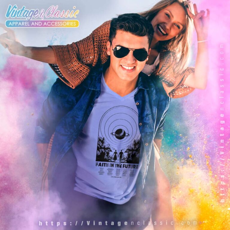 Louis Tomlinson Faith In The Future World Tour Litho V Neck TShirt Louis Tomlinson Faith In The Future World Tour Litho V Neck TShirt