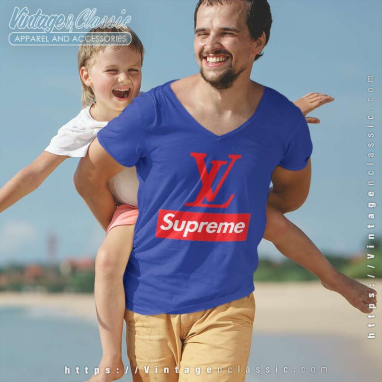 Louis Vuitton And Supreme V Neck TShirt Louis Vuitton And Supreme V Neck TShirt