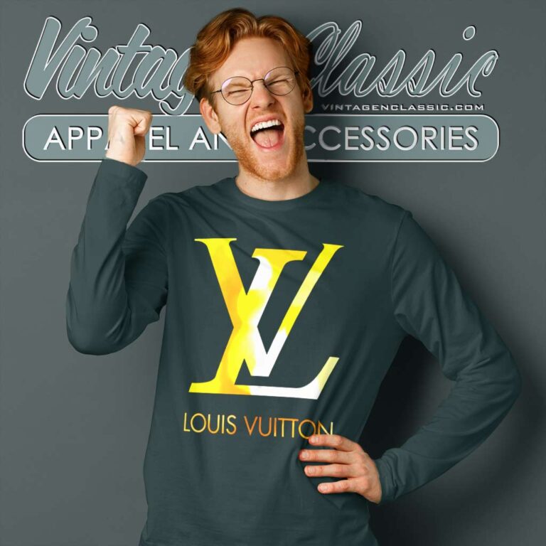 Louis Vuitton Gold Logo Luxury Long Sleeve Tee Louis Vuitton Gold Logo Luxury Long Sleeve Tee