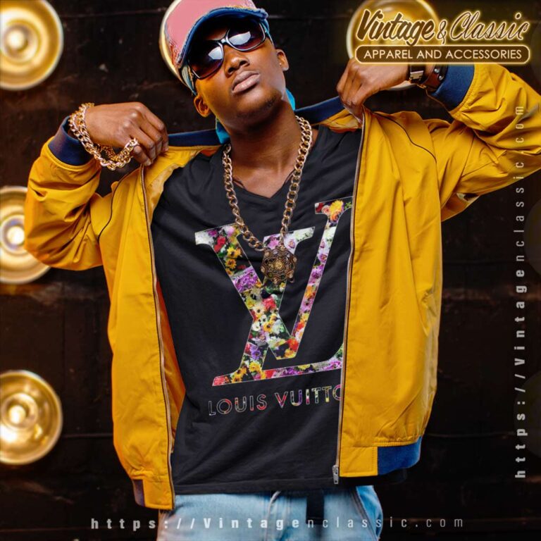 Louis Vuitton Logo Flower Pattern V Neck TShirt Louis Vuitton Logo Flower Pattern V Neck TShirt