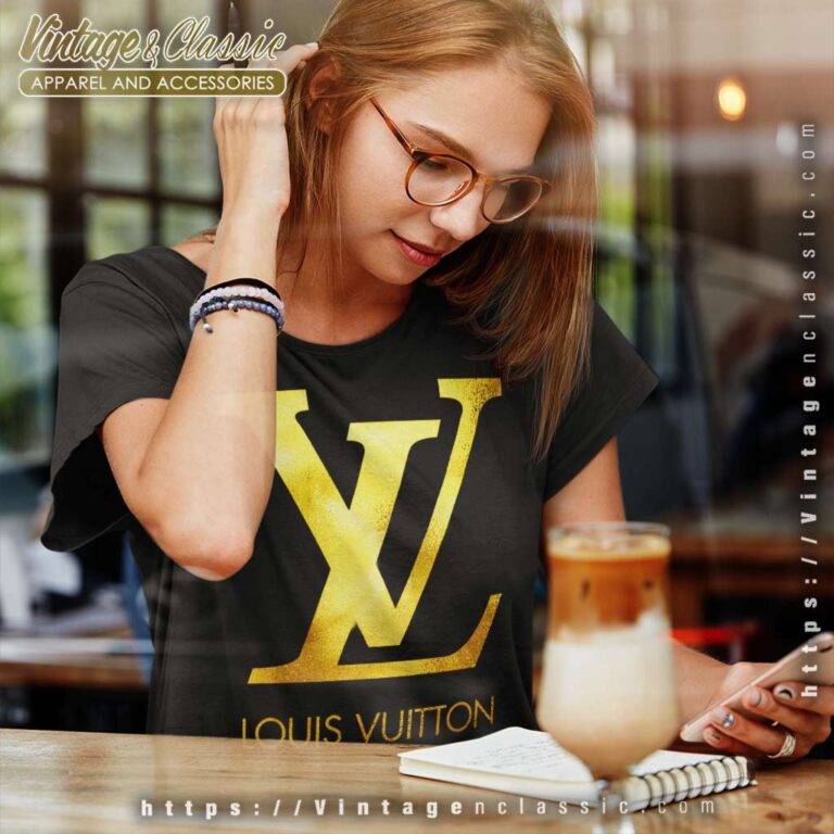 Louis Vuitton Logo Gold Women TShirt Louis Vuitton Logo Gold Women TShirt