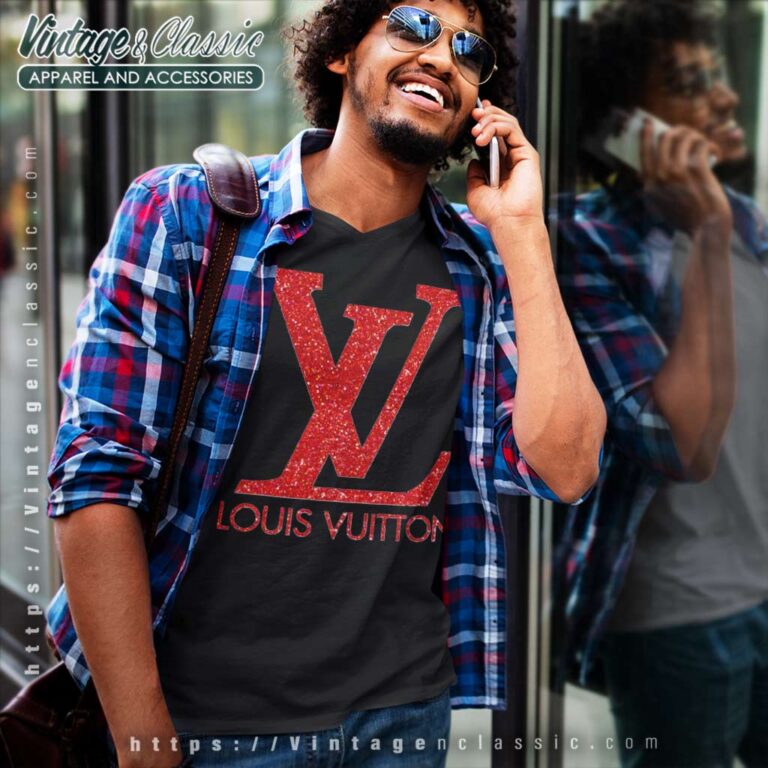 Louis Vuitton Lv Red Logo V Neck TShirt Louis Vuitton Lv Red Logo V Neck TShirt