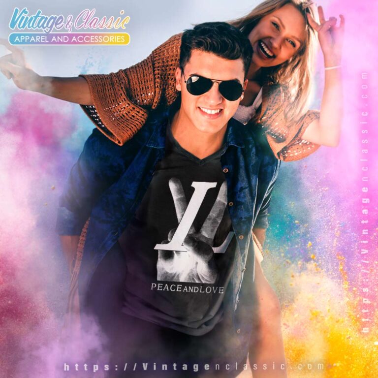 Louis Vuitton Peace And Love V Neck TShirt Louis Vuitton Peace And Love V Neck TShirt