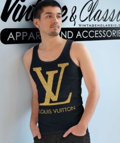 Louis Vuitton Sparkling Gold Logo Tank Top Racerback